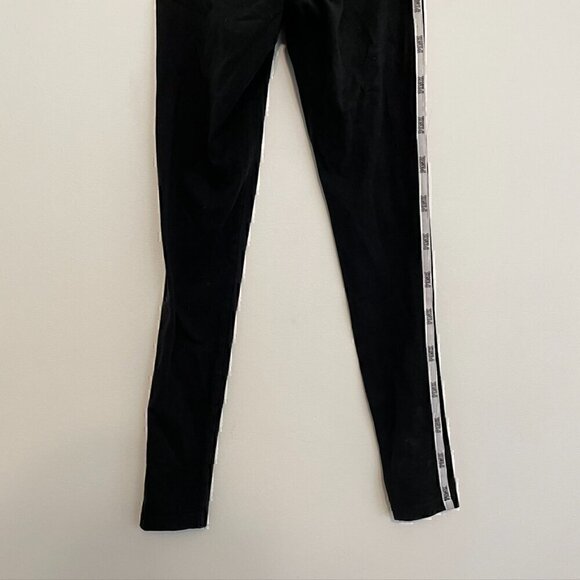 PINK VS VICTORIA'S SECRET Black White Double Side Stripe Tape Spellout Leggings - Picture 10 of 11